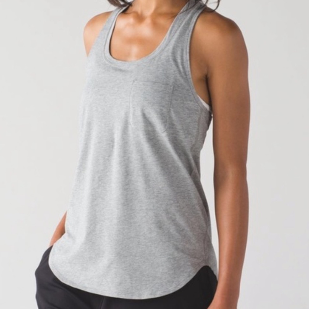 lululemon yogi racer back III heathered grey